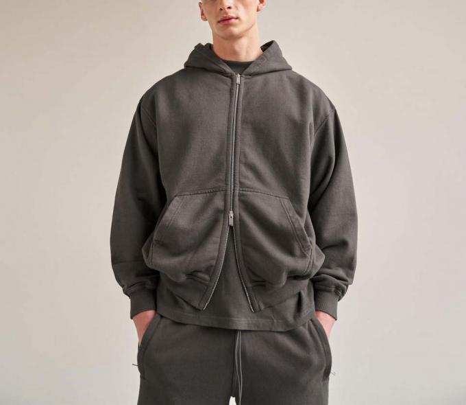 Cor Pura Logotipo Personalizado Algodão Desporto Usar Homens Velocidade Zip Up Hoodie Jaqueta 2